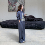 港风松弛感套装女2026春季新款休闲气质外套条纹吊带阔腿裤三件套