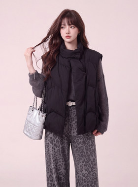 女款90绒加厚羽绒马甲白鸭绒