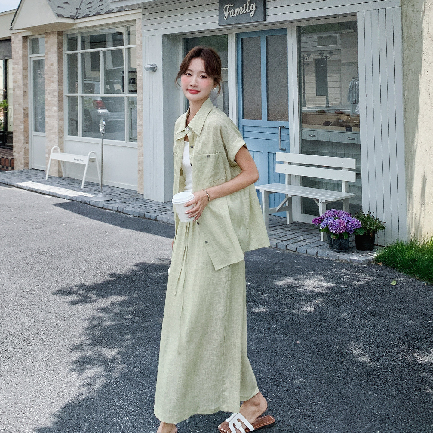 夏季韩系慵懒衬衫半身裙两件套