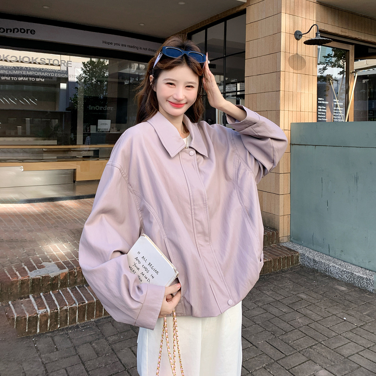 紫色又甜又酷休闲风皮衣外套女2026新款韩系通勤百搭ins风PU夹克