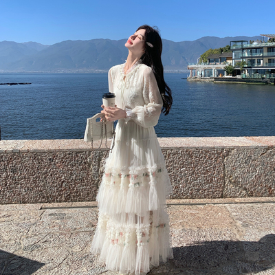 2026春季超仙网纱刺绣两件套女