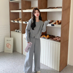 灰色简约大方得体通勤卫衣套装女2026春新款圆领上衣阔腿裤两件套