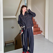 2.7牛仔套装 318 两件套298 女2026春季 小个子翻领外套阔腿裤