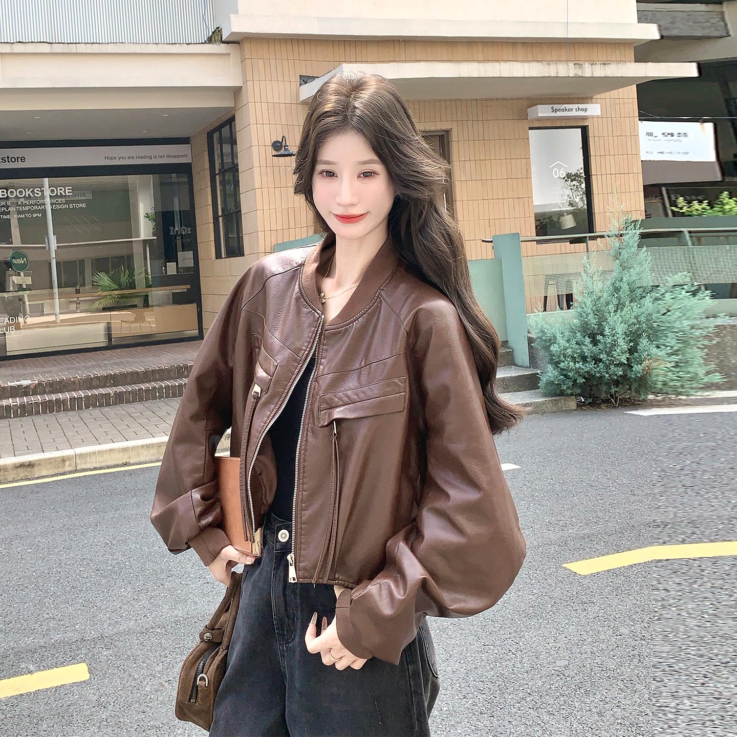 小个子美式复古学院风棒球服女2026新款又酷又飒机车风PU皮夹克秋