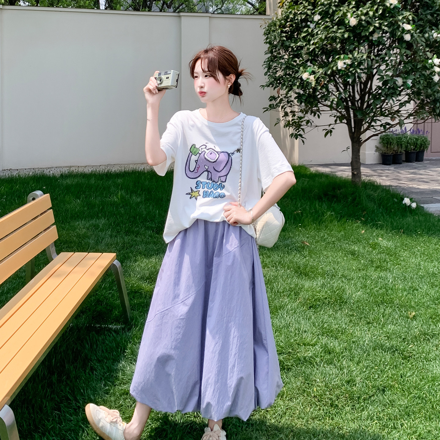 夏季韩系减龄T恤半身裙两件套