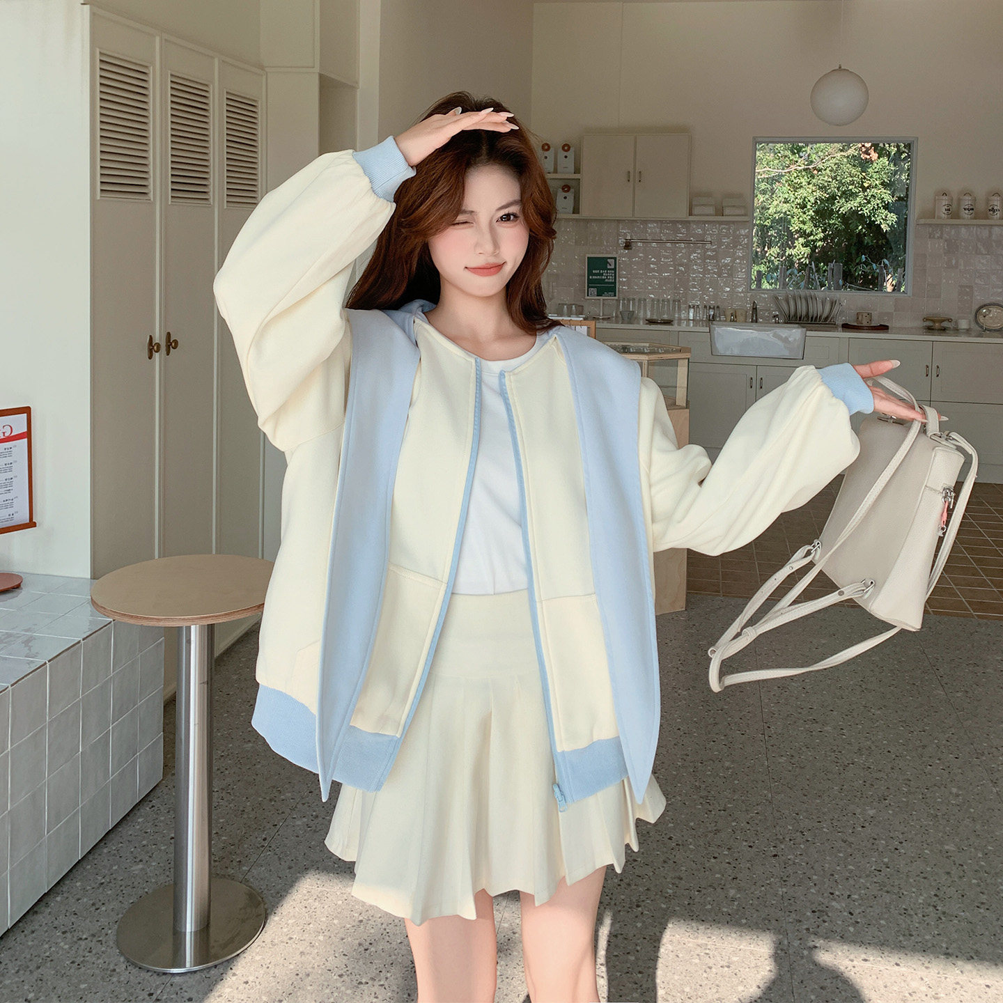 早春甜美温柔减龄风休闲外套女小个子2026新款韩版两面穿连帽上衣