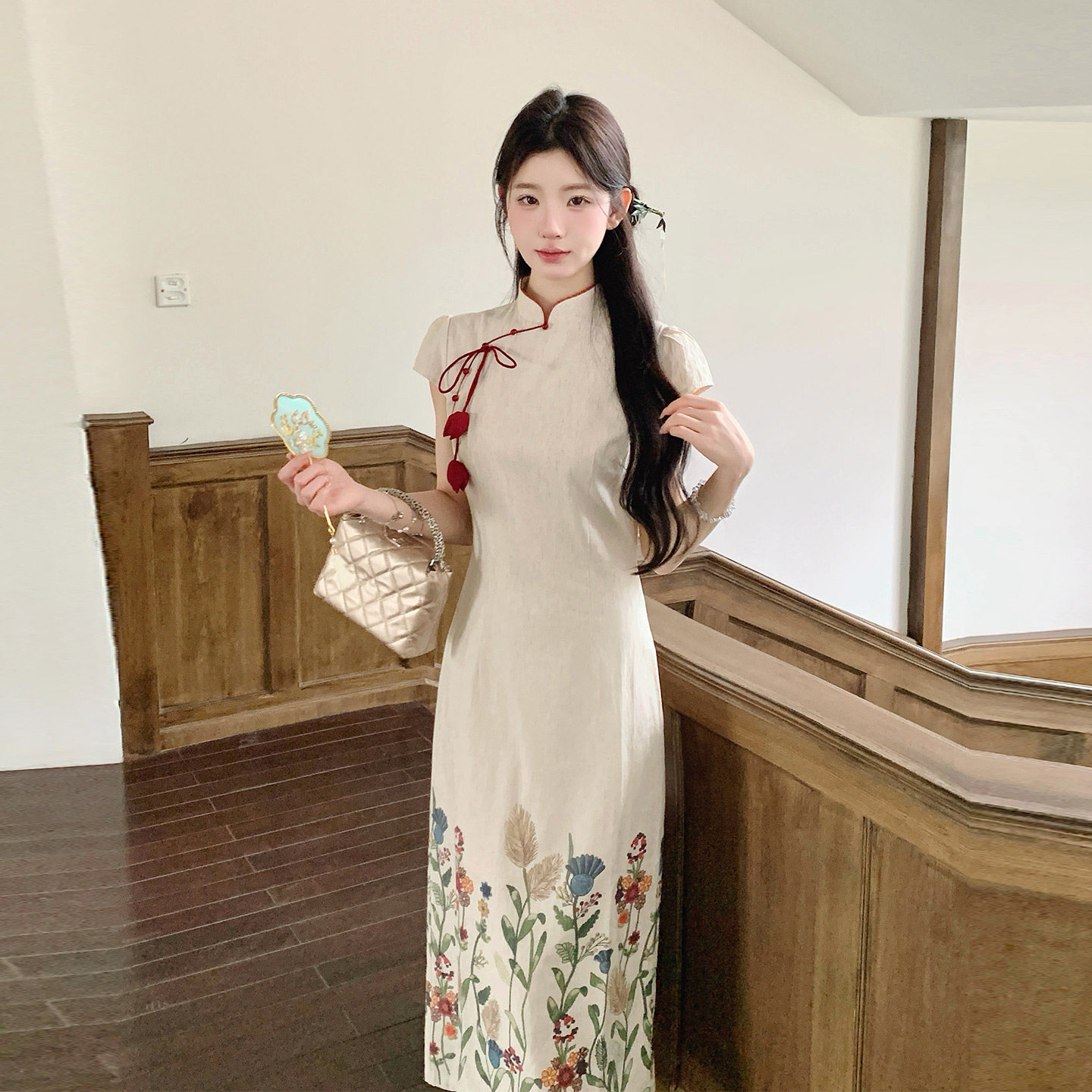 新中式别致淑女气质改良旗袍连衣裙2026夏季新款文艺范印花A字裙