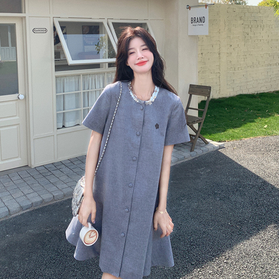 夏季短袖荷叶边显瘦气质连衣裙