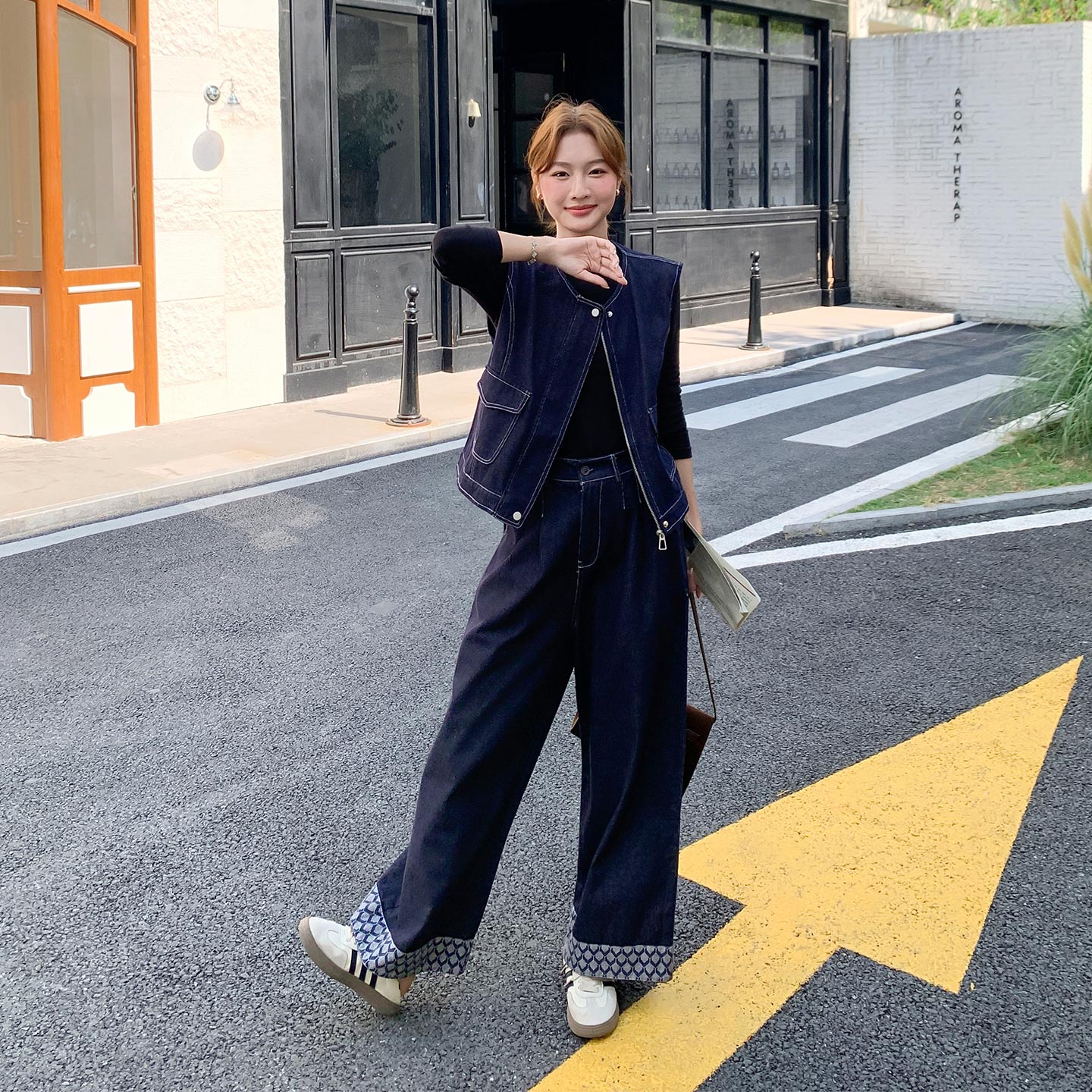 港风复古轻奢气质马甲套装女2026秋季新款休闲风内搭阔腿裤三件套