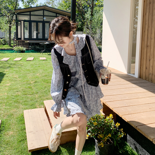 2.7学院风碎花连衣裙女两件套小个子2026春季298/318