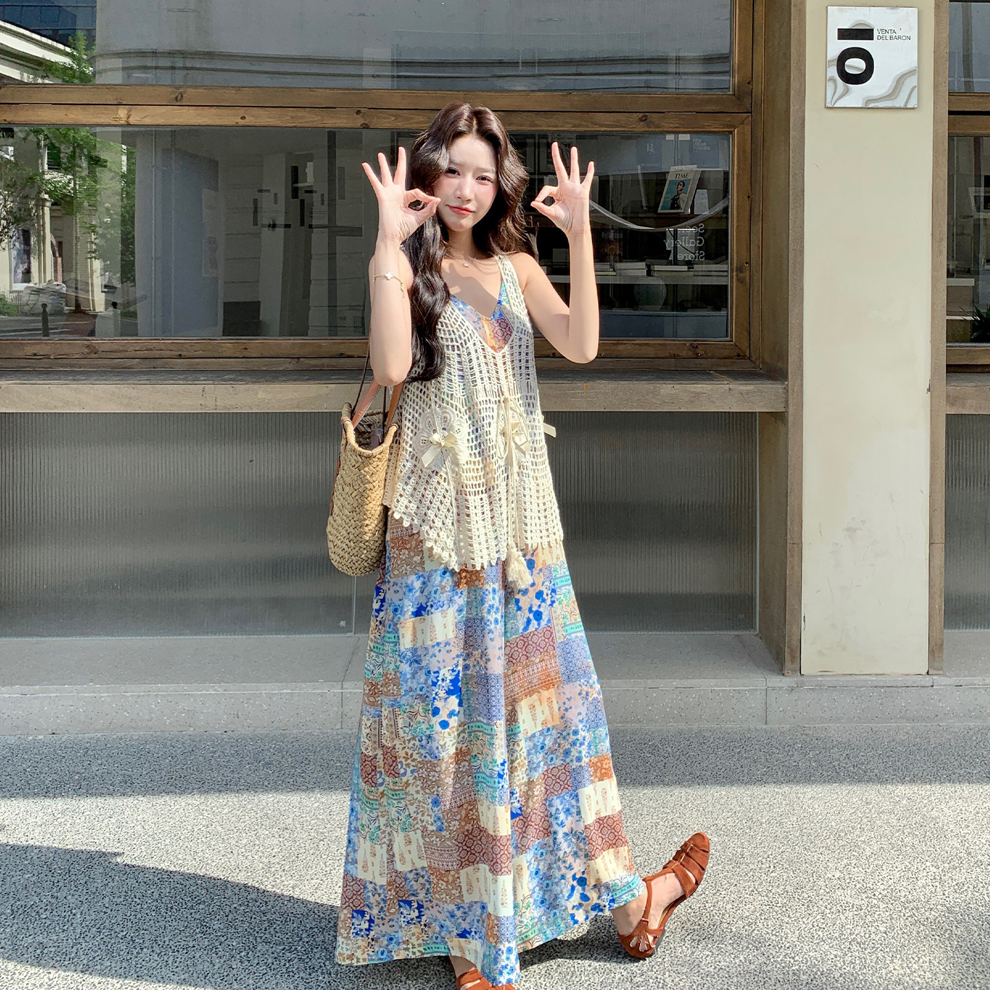 夏季度假风波西米亚碎花两件套
