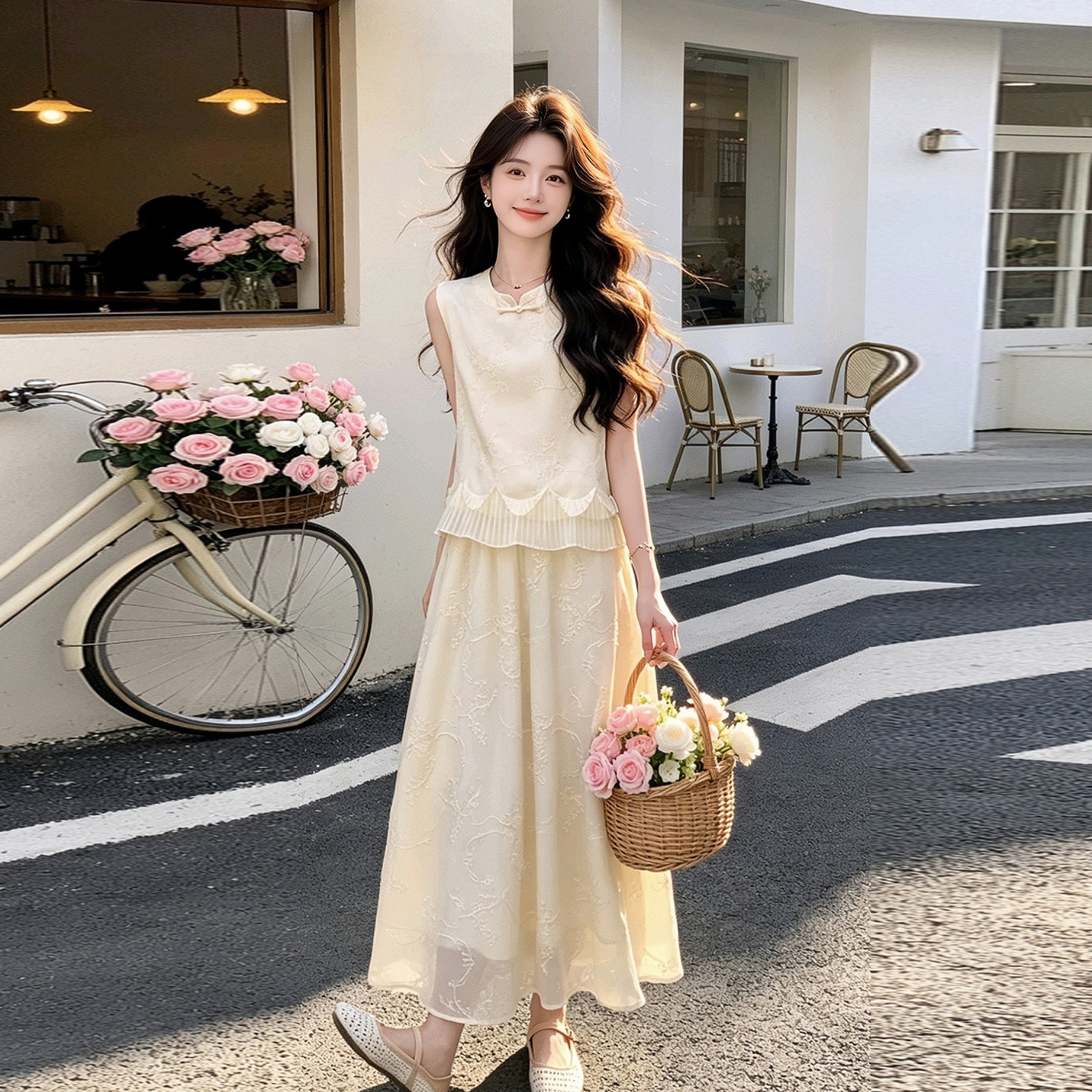 花边背心半身裙两件套女夏季新款