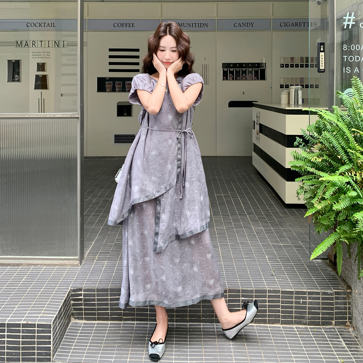 新中式复古优雅禅意风连衣裙女2026新款夏日高级感假两件印花长裙
