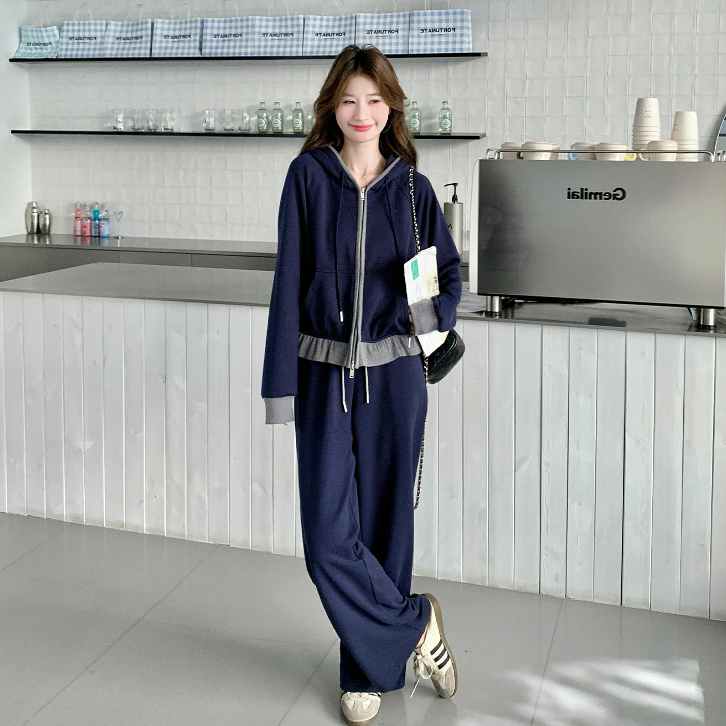 韩版休闲连帽卫衣套装女春秋