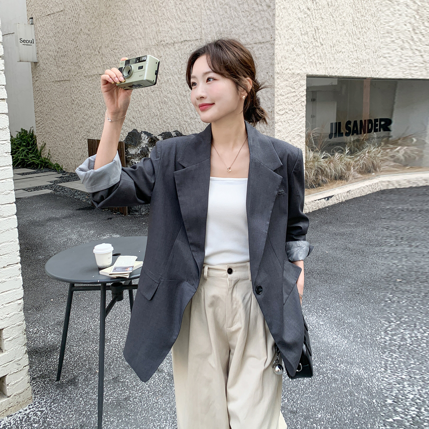 灰色韩系老钱风职业通勤西装外套女2026春新款高级感气质休闲西服