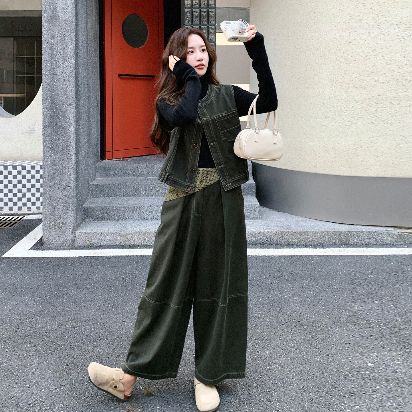 复古高级感马甲套装女秋季