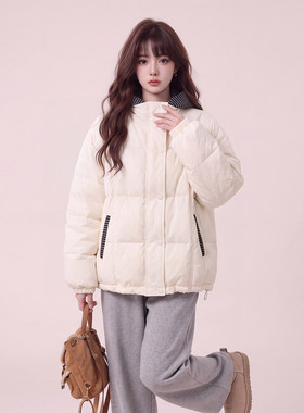 工装连帽90白鸭绒加厚羽绒服女