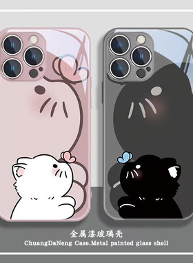 创意可爱蝴蝶小猫适用于Civi4pro小米15Ultra手机壳新款14pro金属漆玻璃高级感13防摔全包硅胶软边网红保护套