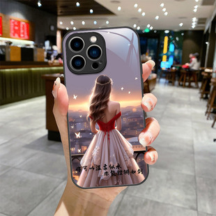 花朵女孩背影适ACEpro一加13新款手机壳10pro钢化玻璃ACE2pro防摔全包ACE3pro硅胶软边9RT个性网红ACE3保护套