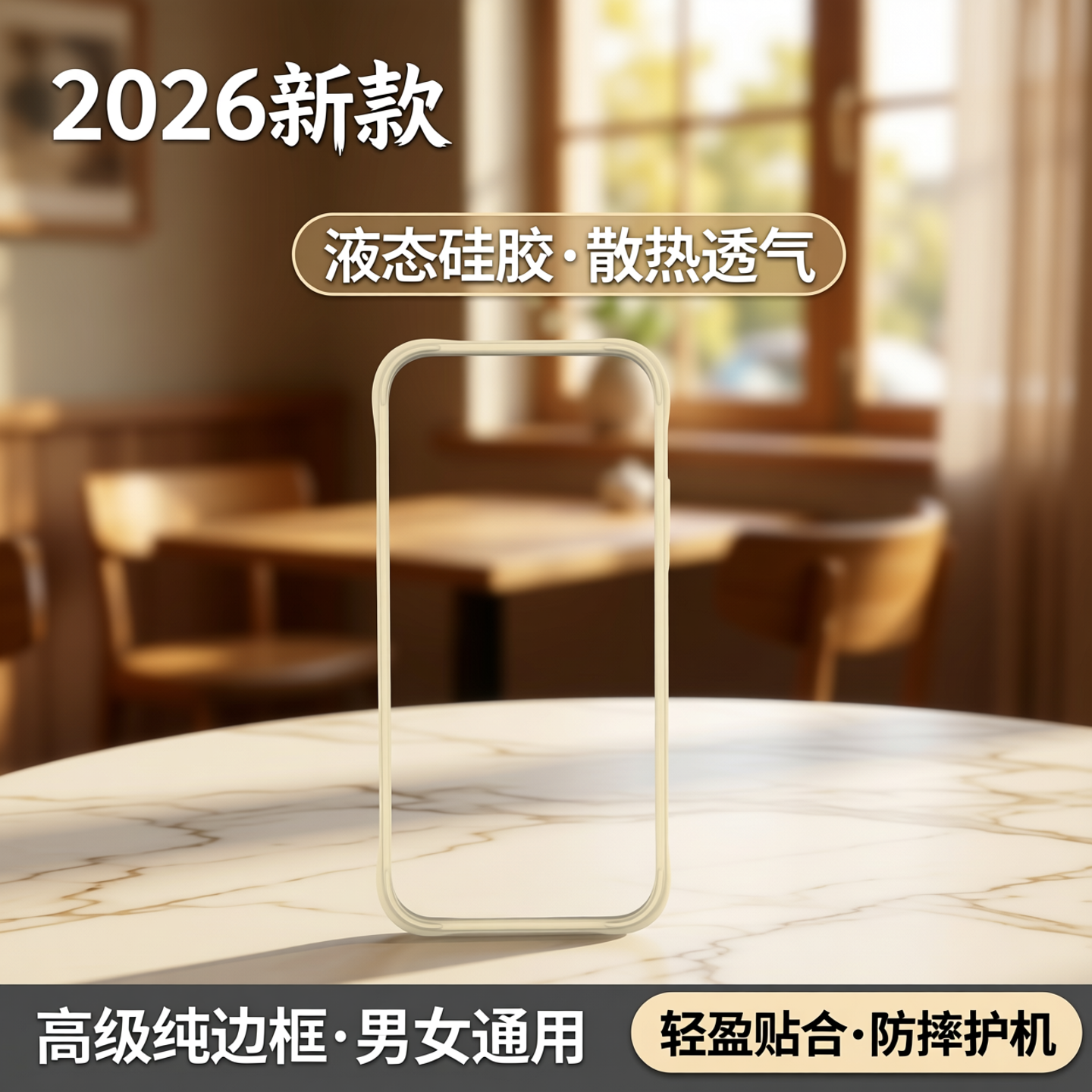 散热透气iphone16pro液态硅胶手机壳挂绳2026新款适用苹果15promax镂空纯边框16框架保护套16pm软壳男女高级