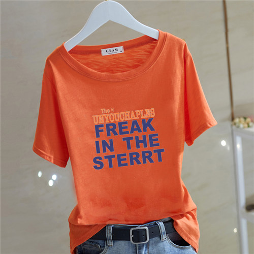 夏季新款百搭风字母打底短袖t恤