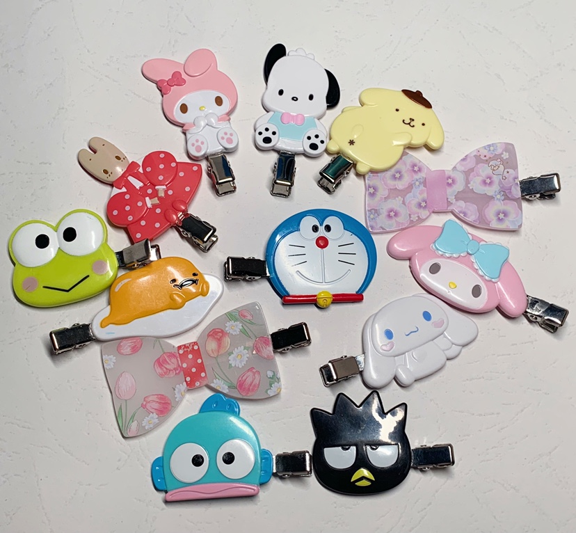 三丽鸥卡通无痕发夹美乐蒂茉莉兔刘海夹BB夹日单发卡小丑鱼kitty