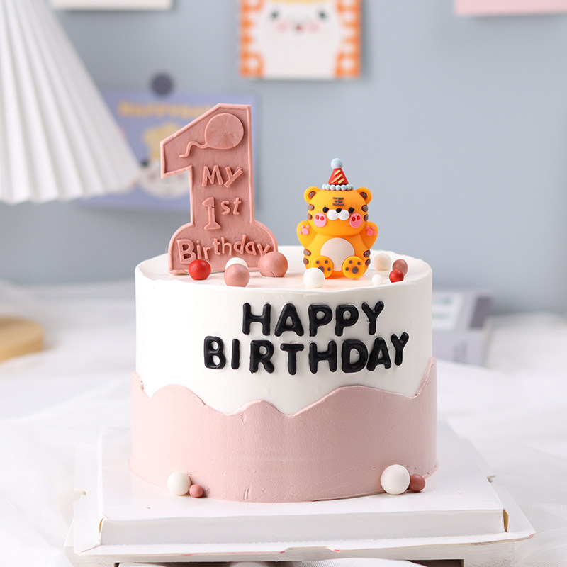 虎年宝宝一周岁蛋糕装饰摆件网红ins数字1岁模具儿童生日甜品插件