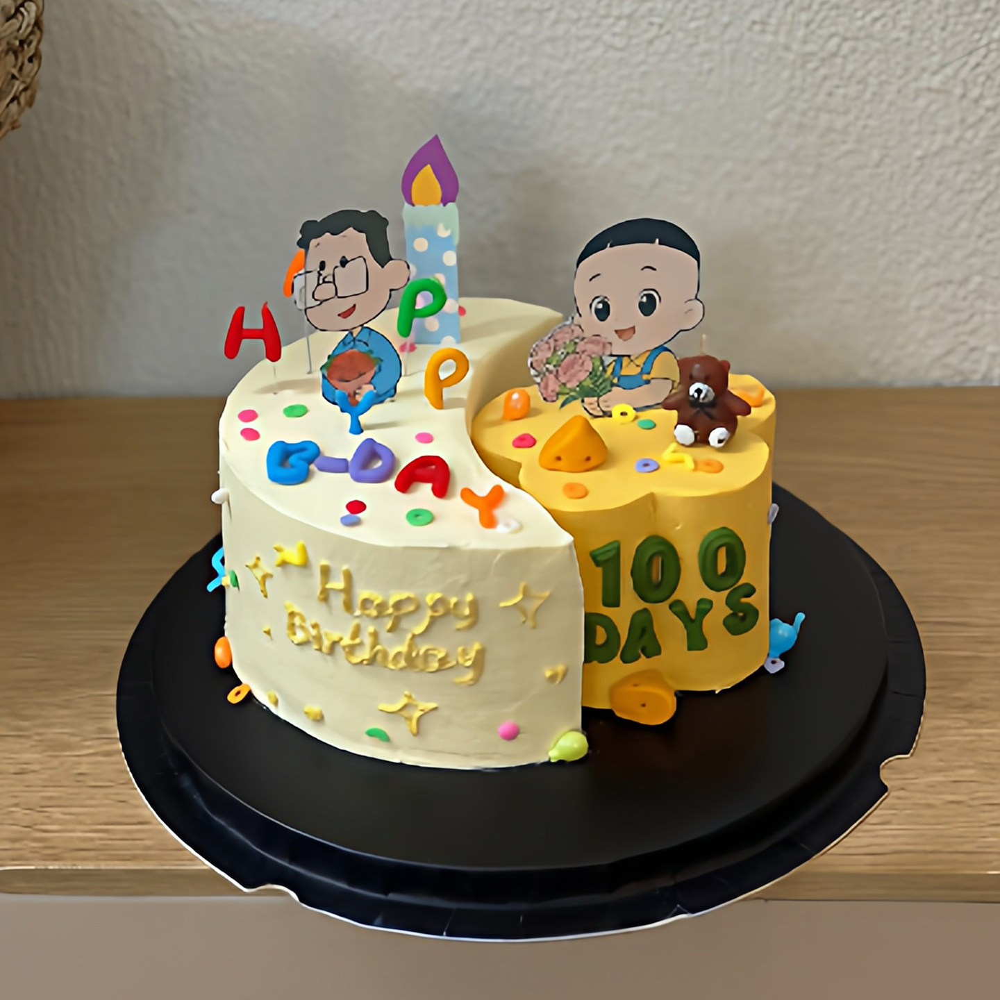 男孩百天周岁生日蛋糕装饰摆件大头儿子小头爸爸甜品台装饰插件