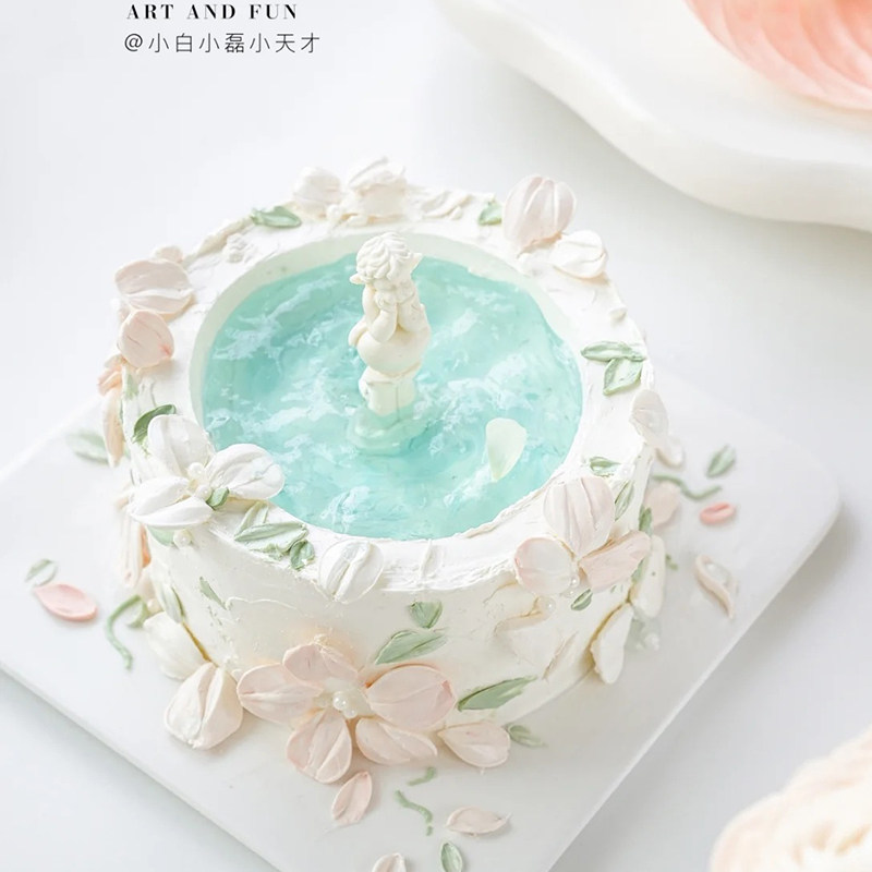 天使许愿池蛋糕装饰摆件插件