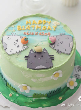 网红fifi猫生日蛋糕装饰摆件三只小猫咪烘焙装扮插牌猫猫烘焙插件