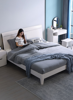 掌上明珠家居现代简约板式床低箱高箱储物床主次卧室1.8米双人床