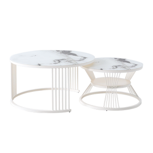 掌上明珠家居新款简约圆形茶几小户型钢化玻璃轻奢客厅家用茶几