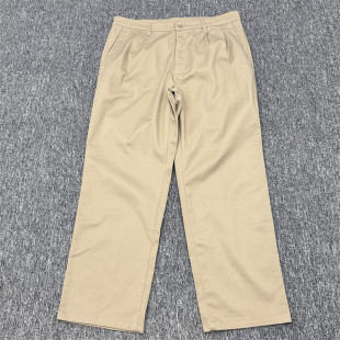 涤棉混纺简约通勤长裤 双褶皱休闲直筒裤 纯色九分裤 外贸日单春秋季