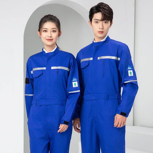 春秋防阻燃工作服男女电子厂防静电连体服化工厂防酸碱劳保服定制