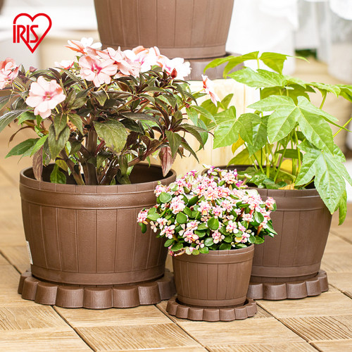 爱丽思木樽风仿木树脂花盆