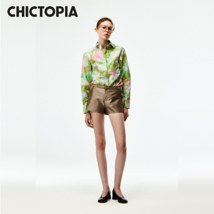 CHICTOPIA刘清扬原创设计师品牌新品匹马棉印花叠褶长袖衬衫