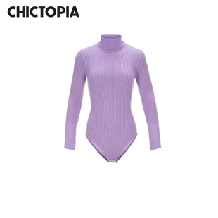 CHICTOPIA刘清扬原创设计师品牌羊毛螺纹针织高领长袖连体衣打底