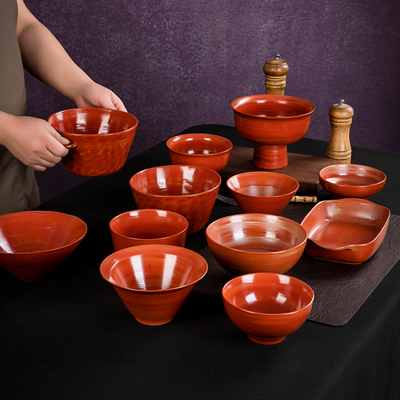 景德镇碗家用2025新款釉下彩8英寸汤碗斗笠碗家用陶瓷餐具高级感