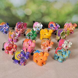 纳礼物 泰国花布小象钥匙扣钥匙圈包挂伴手礼节日生日礼品西双版