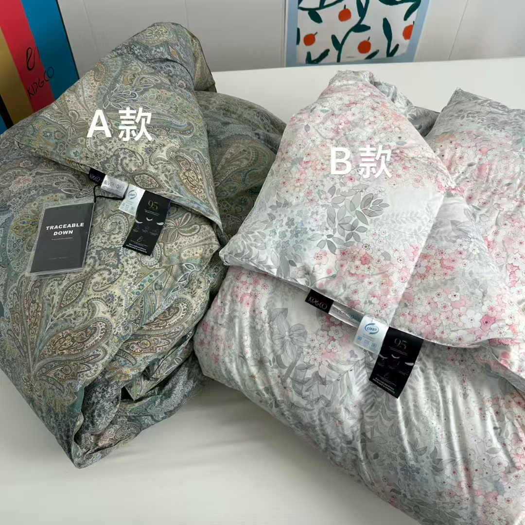 高货！轻奢类高密手绘印花可水洗立体鹅绒被羽绒被轻盈保暖冬被