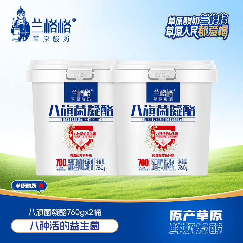 兰格格酸奶八旗菌凝酪经典原味760g*2桶内蒙古特产酸奶凝酪营养
