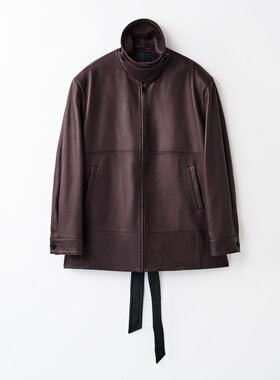 【弓ECHO】西班牙进口A级羔脂绵羊皮衣秀场款皮衣中长款外套女