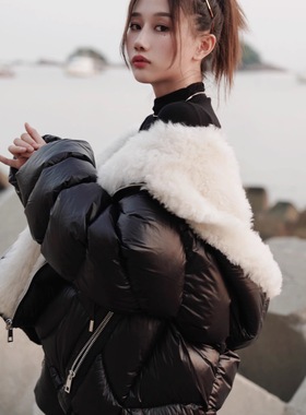 【弓ECHO】380克重鹅绒！天使之翼系列披肩连帽白鹅绒面包羽绒服