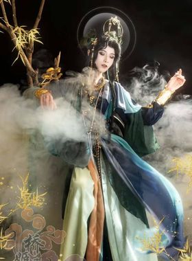 琢玉撷珠 南客  孔雀明王 提灯 映桃花 COS 头饰 头冠 摩诃 古风