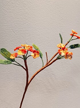 成品 微钩花枝 橙色段染 80号蕾丝  钩织  情人节 礼物