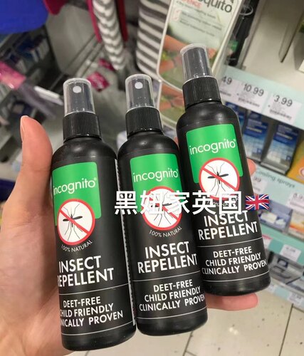 现货英国incognito驱蚊液孕妇婴天然植物防蚊水喷雾避蚊胺3M+