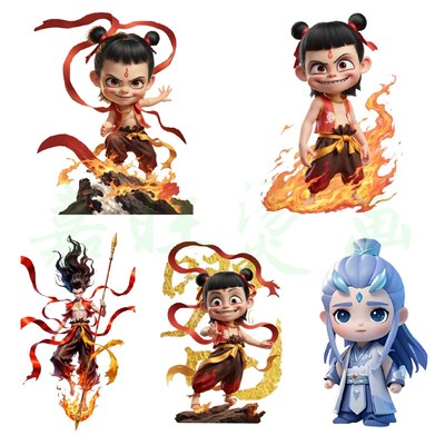 卡通动漫哪吒儿童t卫衣烫画贴