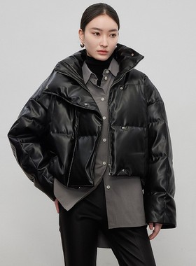 VIVIDINI PU皮90鸭绒羽绒服