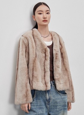 VIVIDINI 仿兔毛外套/仿貂绒皮草外套