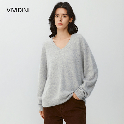 VIVIDINI休闲百搭女士羊毛V领外套